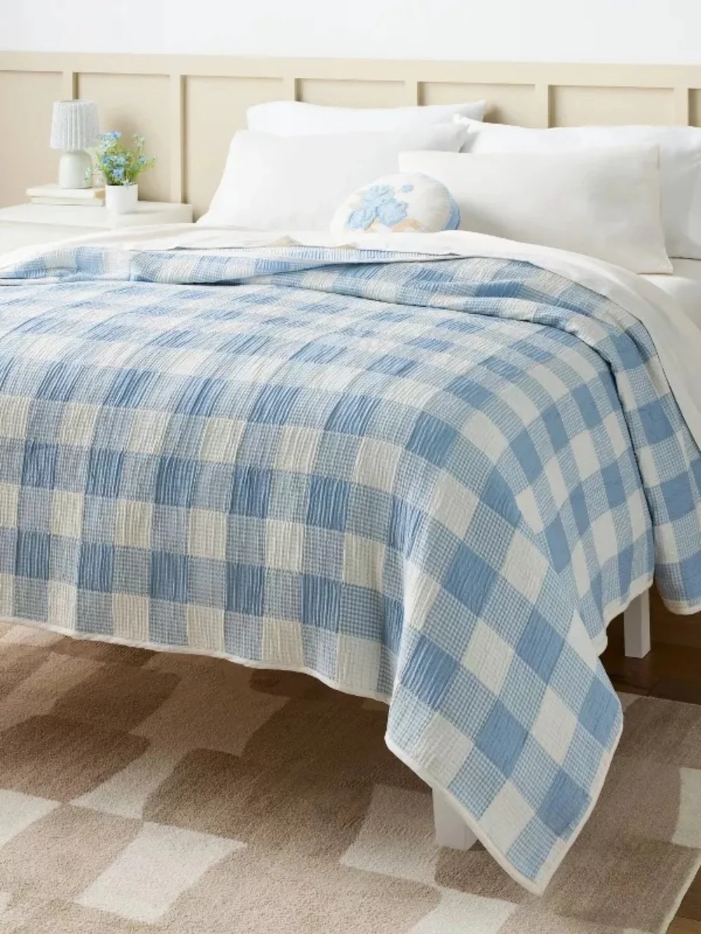 Room Essentials Matelasse Quilt Light Blue Plaid